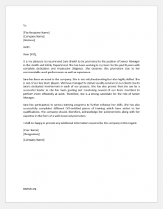 Endorsement letter for promotion