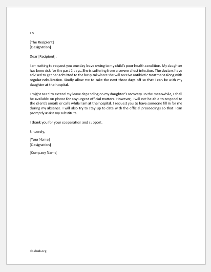 Letter Of Sick