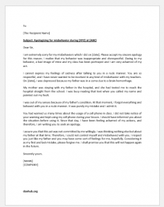 Apology Letter to Teacher for Misbehavior