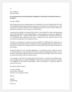 Letter of Intent to Run for HOA Board