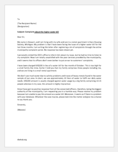 Letter to Municipality for Higher Water Bill
