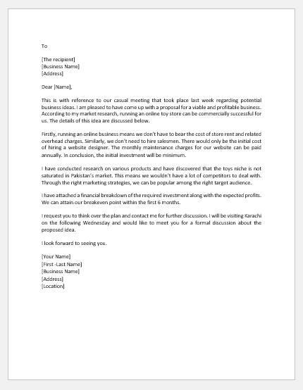 Toy Business Proposal Letters | Document Hub