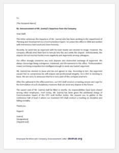 Employee No More with Company Announcement Letter