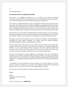 HOA board introduction letter