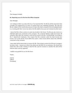 Lost item report letter to manager