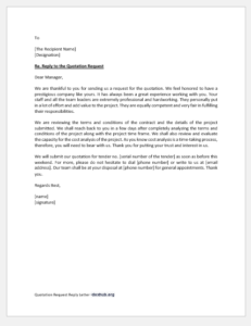 Quotation Request Reply Letter