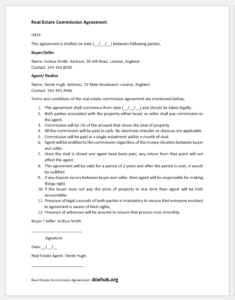 Real Estate Commission Agreement Template