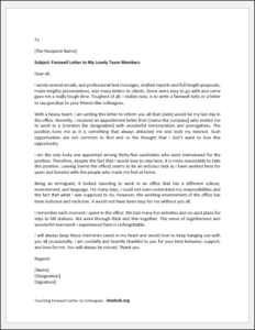 Touching Farewell Letter to Colleagues