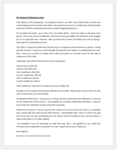 Payment in Full and Final Settlement Letter