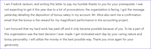 Thank you letter to boss for bog bonus