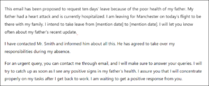 Emergency leave letter to boss for father is hospitalized